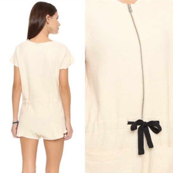 Solid & Striped Zip Front Romper Shorts Cream Size S - Picture 3 of 11